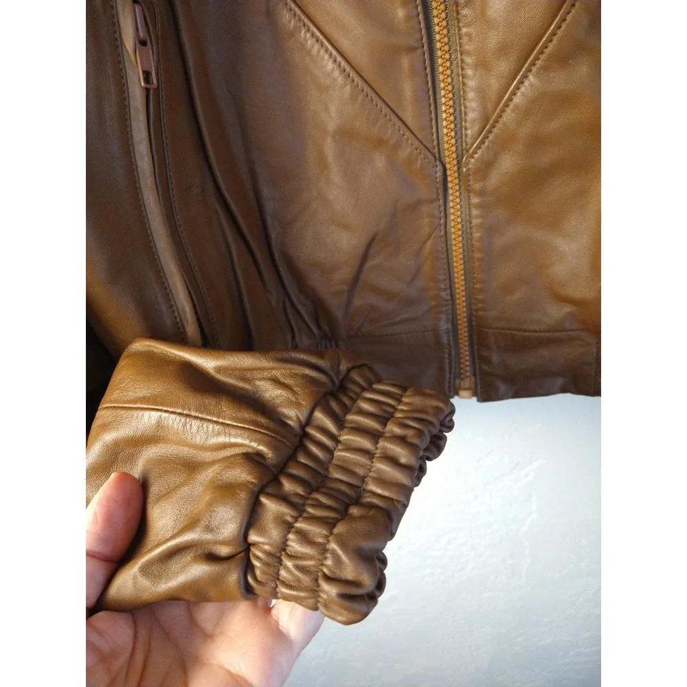 Vtg Wells Of Nottingham Men 46 Leather Bomber Jacket Coat 70s Super Glazed Nappa
